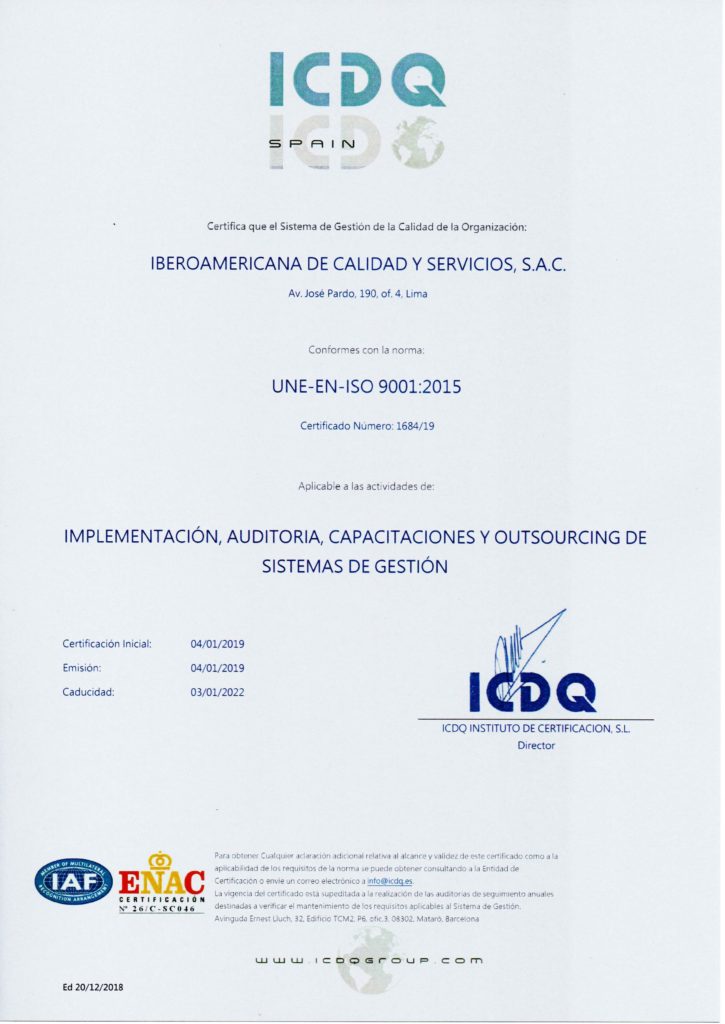 CERTIFICADO ICS- ISO 9001